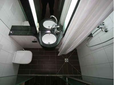 Hygienic granite bathrooms in many flats